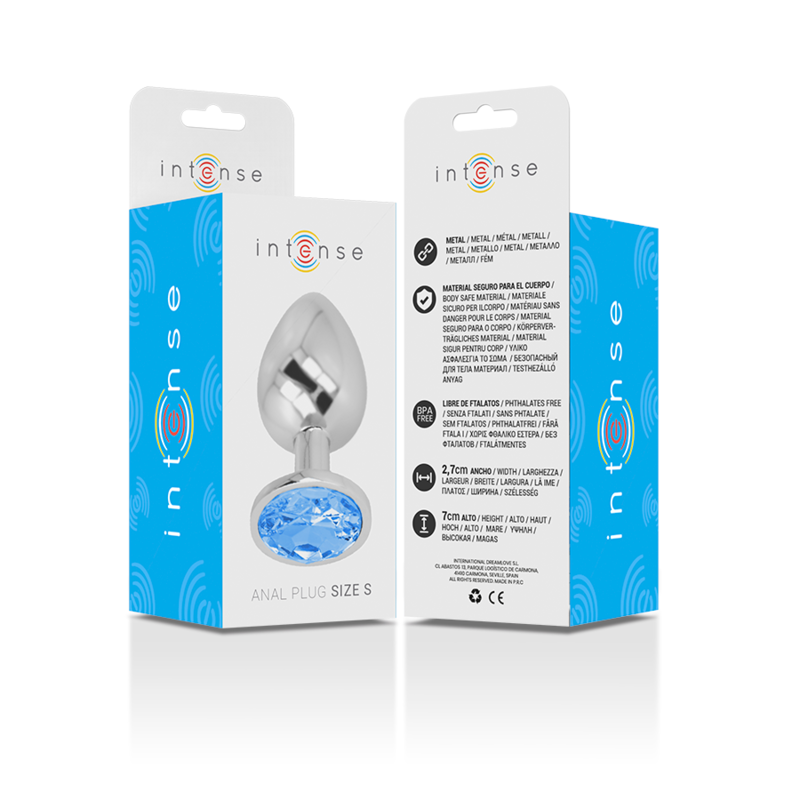 Plug anale in alluminio con gioiello diamante blu ideale per glamour e piacere intenso Intense Anal Toys