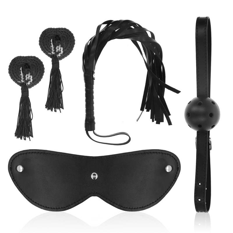 Set bondage con maschera pasties frusta e cavigliera costrittiva bondage fetish