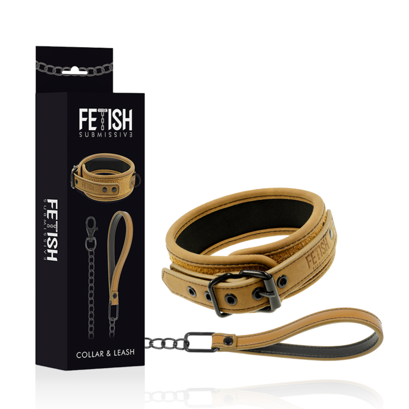 Collare in pelle e neoprene da costrizione con guinzaglio a catena da passeggio fetish bondage 