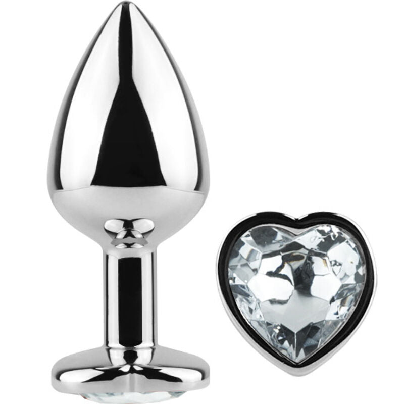 Plug anale in metallo con testa a cuore color diamante cristallo 7cm secreatplay