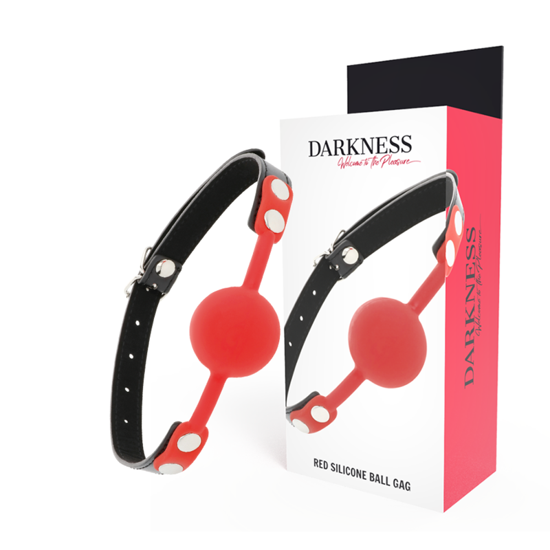 Morso bavaglio constrittivo con palla traspirante regolabile in silicone nero rosso bondage 