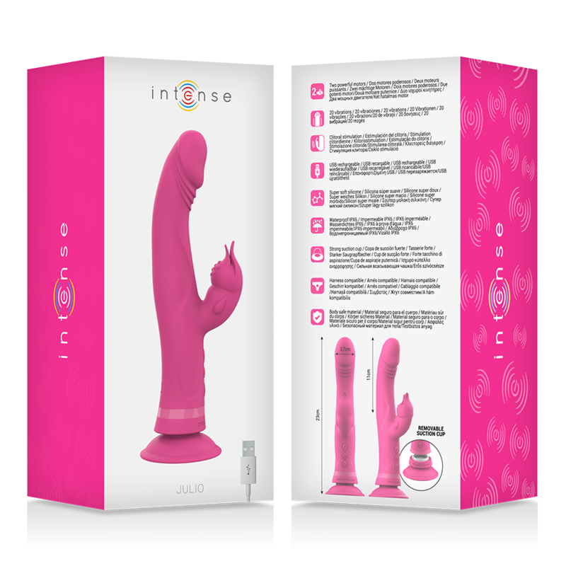 Intense - Julio Rabbit Vibrator In Pink Silicone