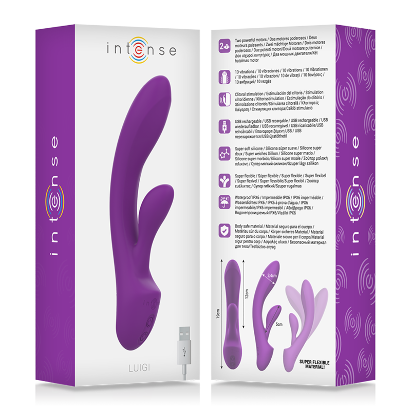 Vibratore rabbit multifunzione intense ergonomico doppia stimolazione clitoride punto G viola Intense Fun