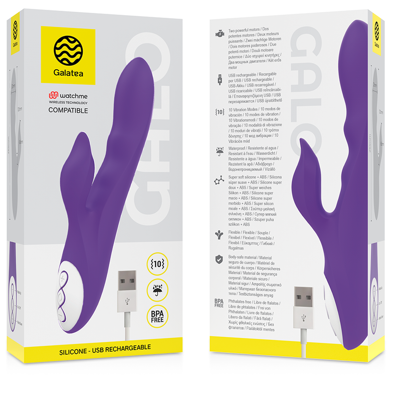 Vibratore potente e silenzioso con tecnologia wireless Watchme colore lilla 10 vibrazioni ricaricabile Galatea
