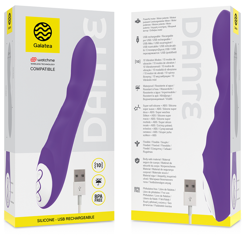 Vibratore Dante lilla con tecnologia wireless Watchme 10 modalità vibrazione silicone anallergico Galatea
