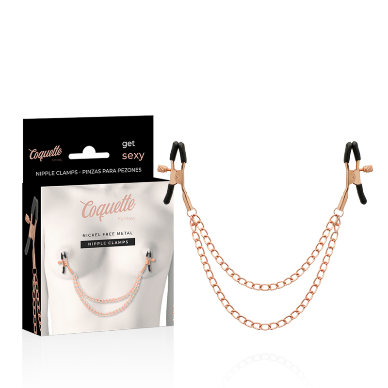 Pinze per capezzoli con pinza a regolazione di pressione catenella oro coquette desire 