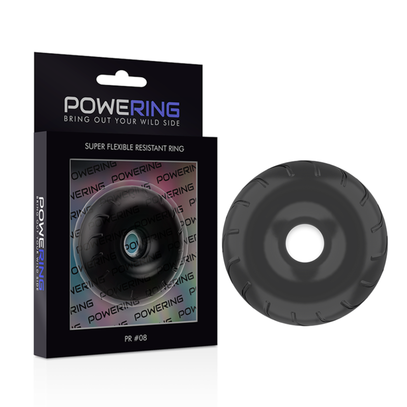 Anello fallico flessibile resistente ipoallergenico 5 cm nero prolunga piacere migliora prestazioni POWERING