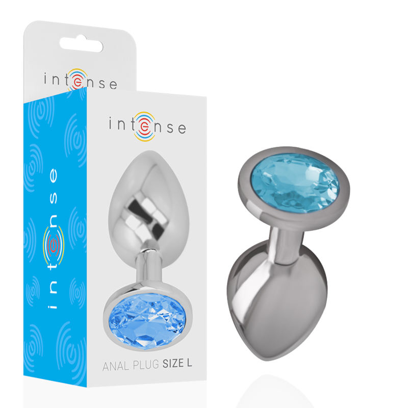 Plug anale in alluminio con testa diamante color celeste L Intense