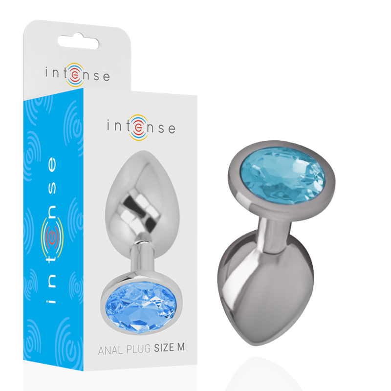 Plug anale in alluminio con testa diamante color celeste M Intense