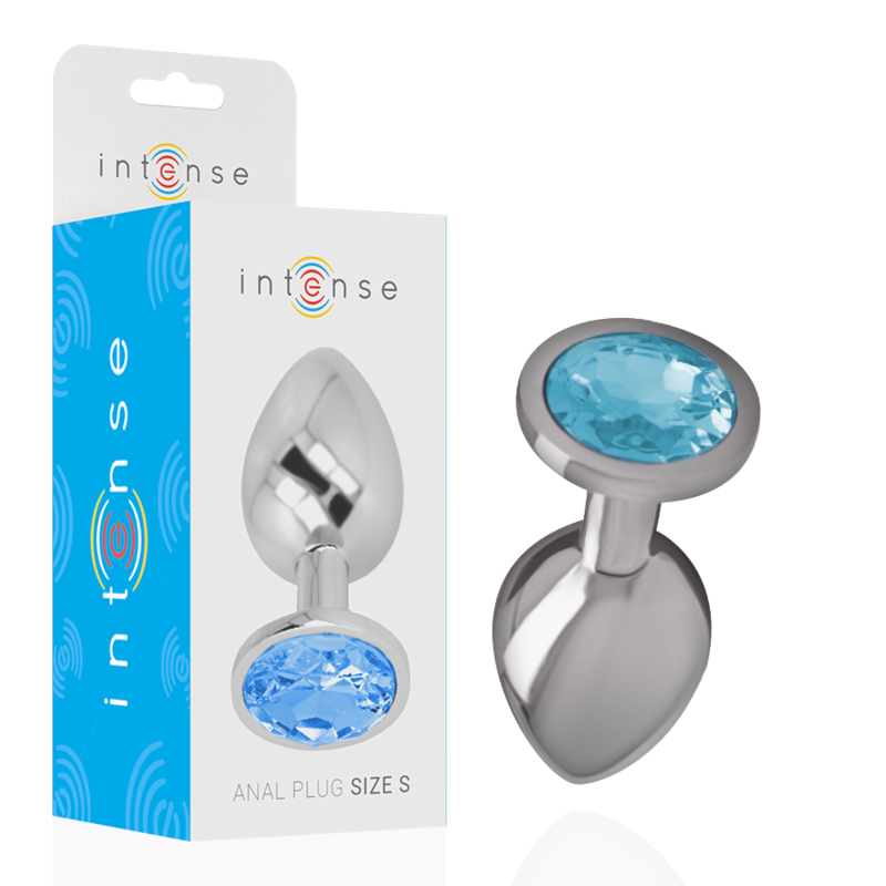 Plug anale in alluminio con testa diamante color celeste S Intense