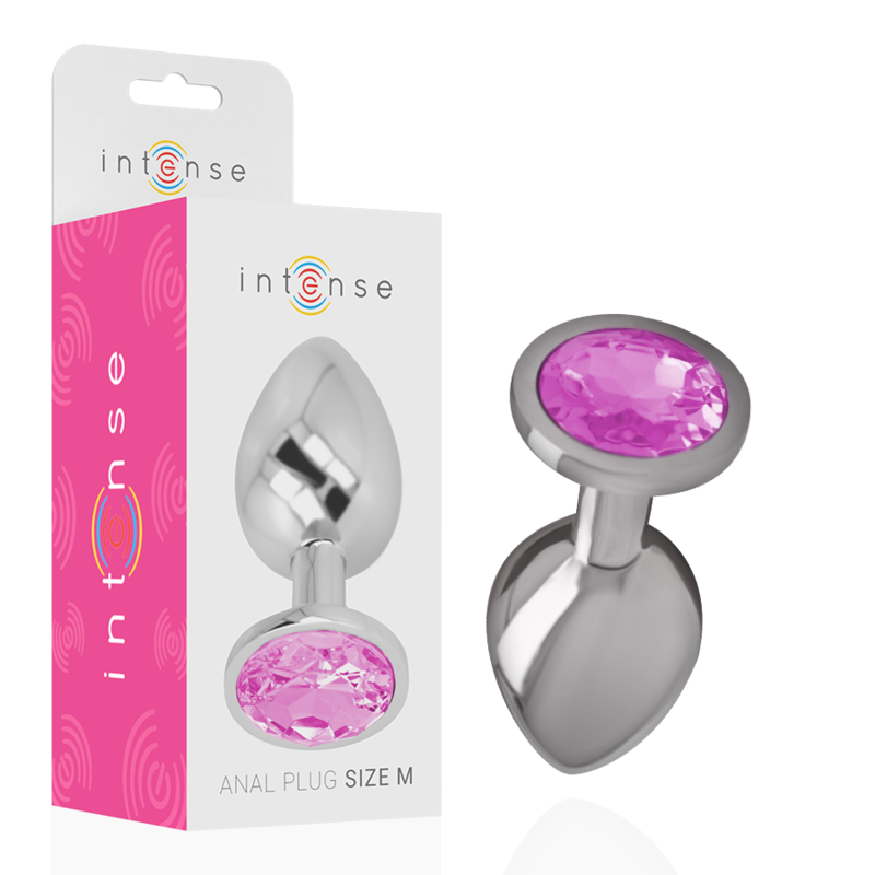 Plug anale in metallo con pietra scintillante rosa dimensioni medie per stimolazione glamour e sicura Intense Anal Toys
