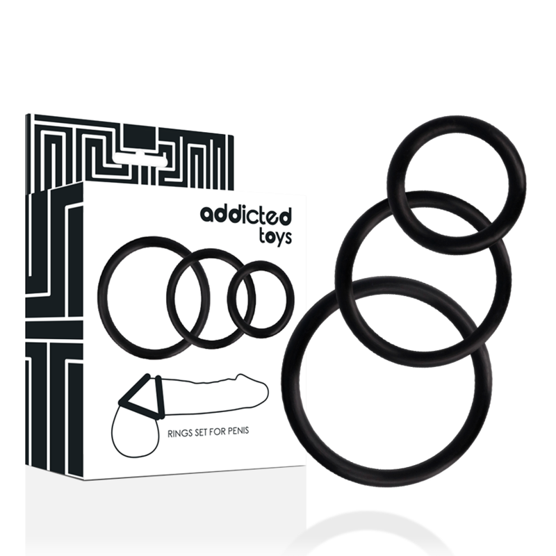 Set anelli fallici super elastici per migliorare l'erezione in 3 dimensioni Addicted Toys