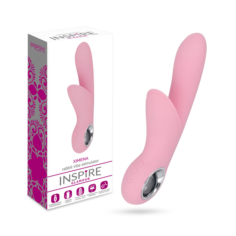 Vibratore rabbit impermeabile in silicone rosa con 7 funzioni vibrazione e 5 velocità ricaricabile inspire