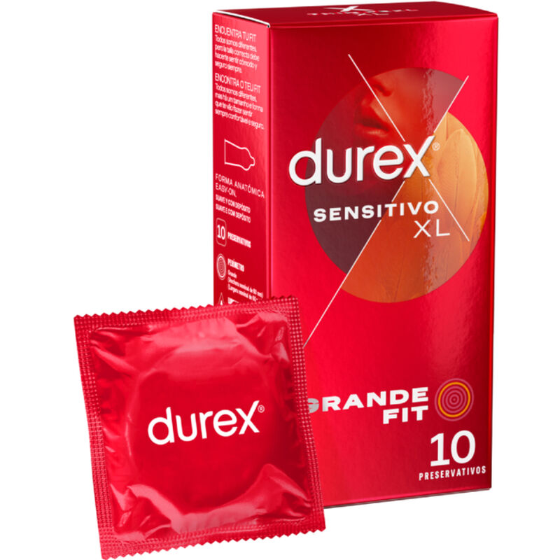 Preservativi xl sottili larghezza 56 mm trasparenti lubrificati 10 unità per miglior vestibilità durex