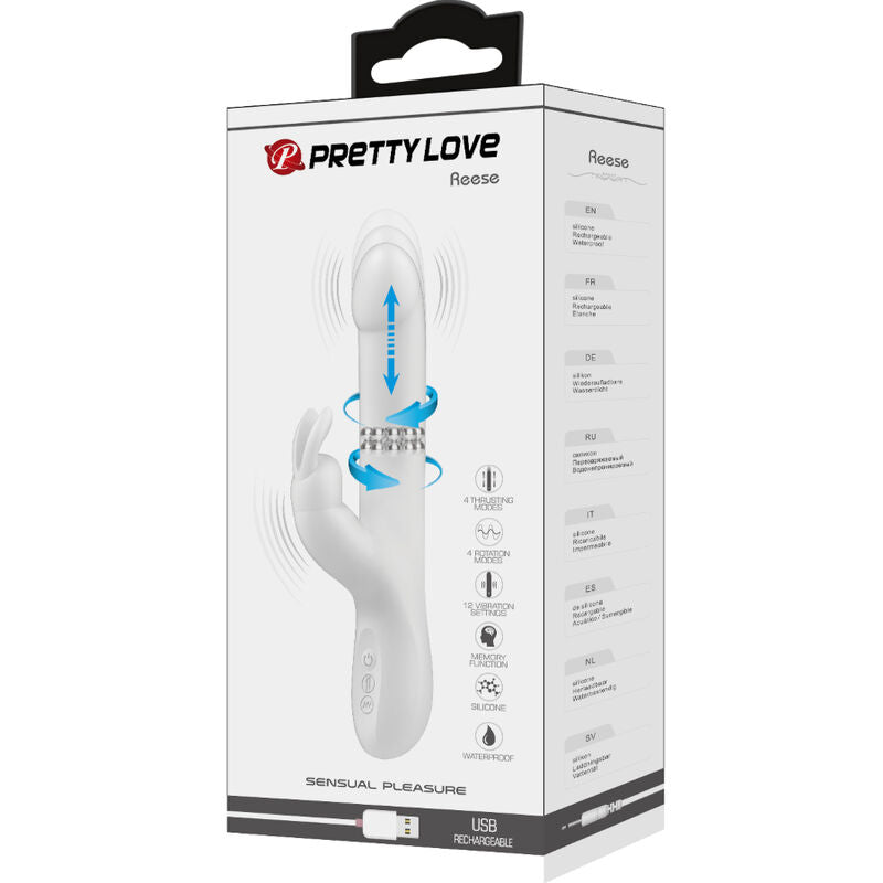 Pretty Love - Vibromasseur Reese avec rotation argenté