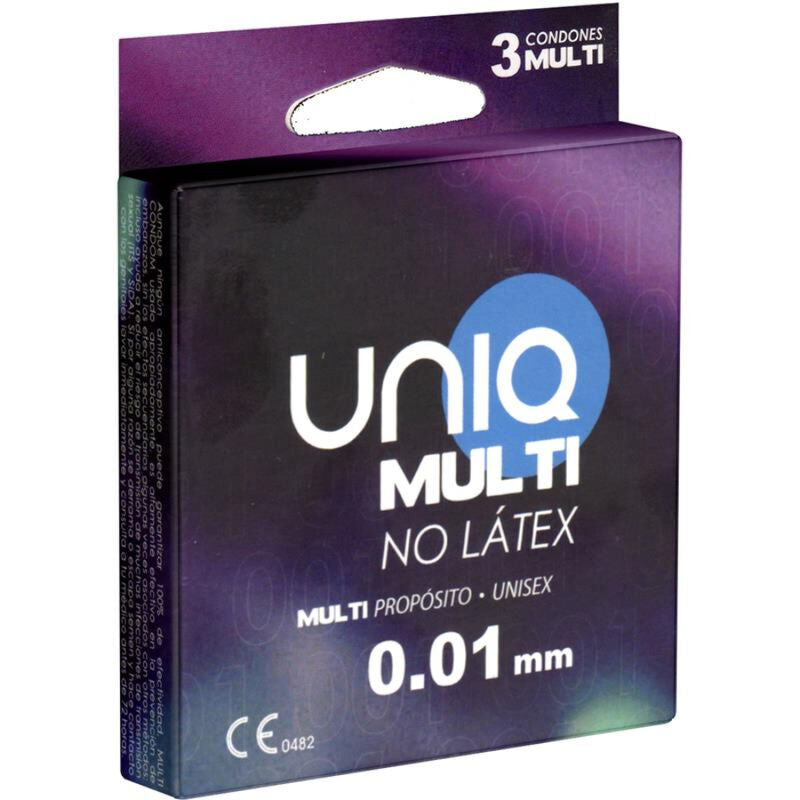 Preservativi senza lattice ultra sottili 0.008 mm non allergici resistenti al calore e oli formato multiuso 3 unità Uniq