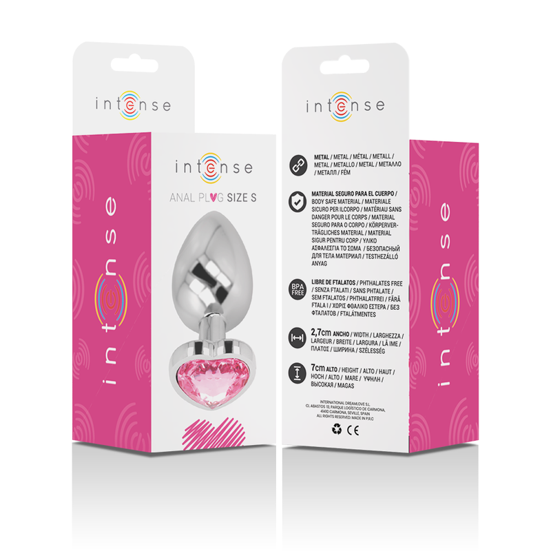 Plug Anal En Métal Avec Tête En Forme De Coeur Couleur Diamant Rose Intense