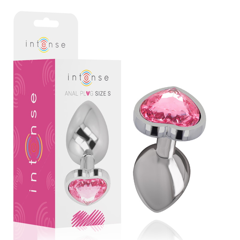 Plug anale in metallo con testa a cuore color diamante rosa S Intense