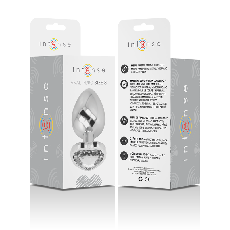 Plug anale in metallo con gioiello blu a forma di cuore per stimolazione intensa Intense anal toys