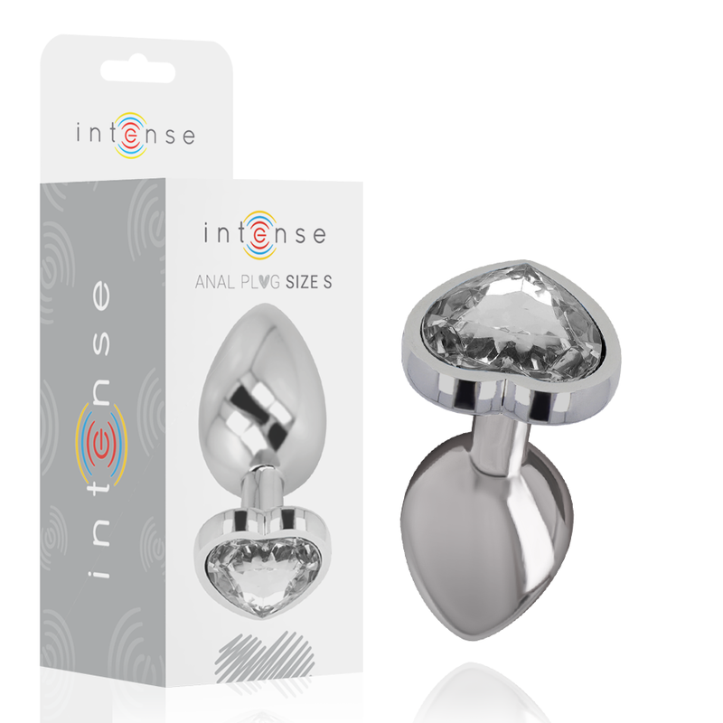 Plug anale in metallo con testa a cuore color diamante cristallo S Intense