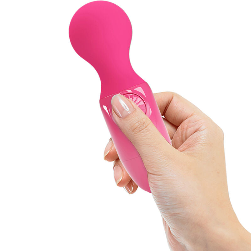 Vibratore mini wand massaggiatore personale magenta vibrante silicone impermeabile ricaricabile tramite USB Pretty Love