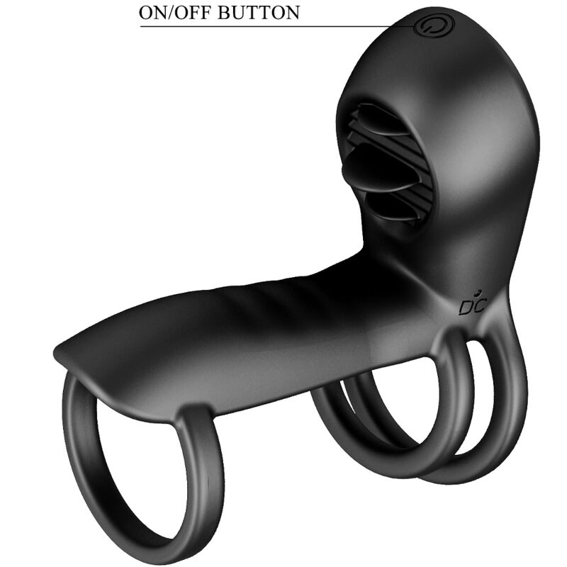 Pretty Love - Gaine Pénis Jammy 12 Vibrations avec Langue Silicone Rechargeable