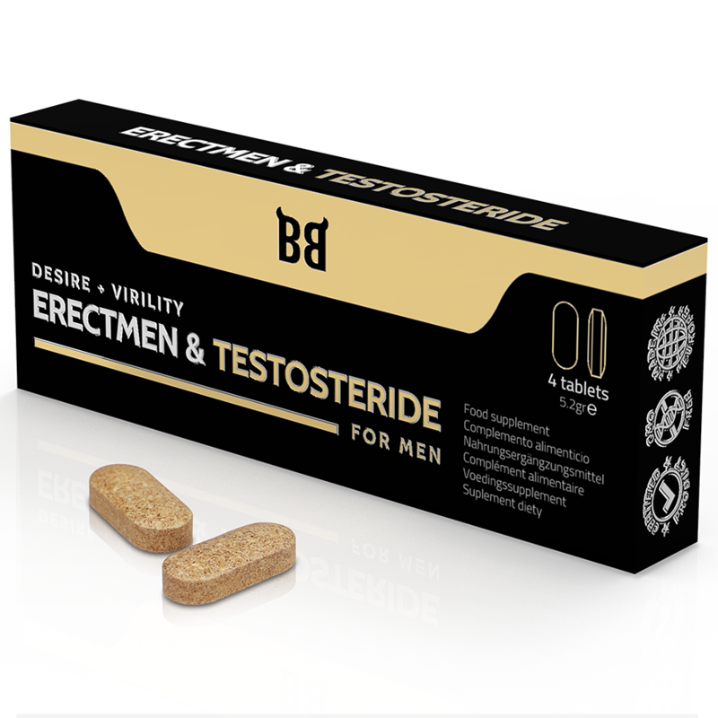 Potenza erezione e testosterone per uomini integratore alimentare 4 capsule per migliorare prestazioni Black Bull