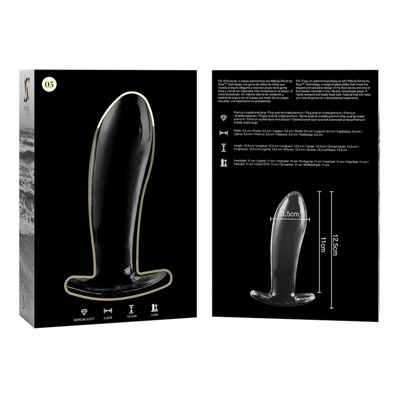 Nebula Series By Ibiza - Model 5 Transparent Borosilicate Glass Anal Plug 12.5 Cm -O- 3.5 Cm