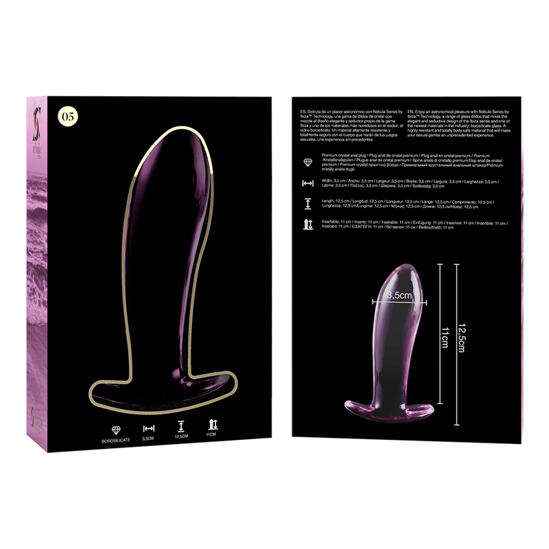 Nebula Series By Ibiza - Model 5 Transparent Borosilicate Glass Anal Plug 12.5 Cm -O- 3.5 Cm
