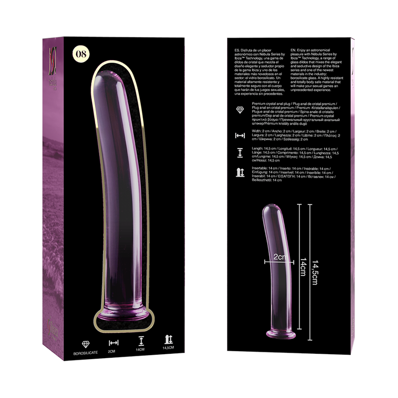 Dildo anale in vetro borosilicato trasparente 14.5 cm durevole elegante ipoallergenico Nebula Series By Ibiza