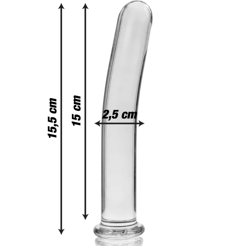 Fallo dildo in cristallo vetro borosilicato trasparente 15.5 cm sicuro e ipoallergenico serie Nebula Ibiza