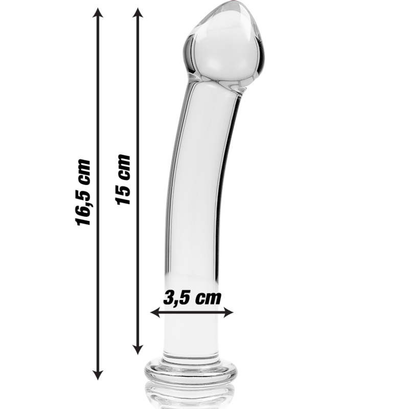 Dildo fallo in cristallo vetro borosilicato 16 cm con base Nebula Series By Ibiza