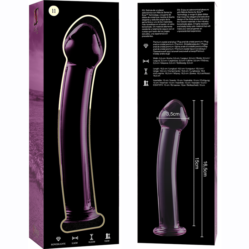 Dildo fallo in cristallo vetro borosilicato 16 cm con base Nebula Series By Ibiza