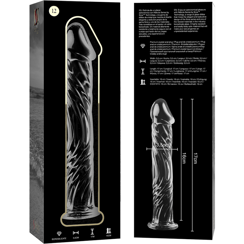 Dildo in cristallo vetro borosilicato 17 cm per esperienze di piacere uniche nebula series by ibiza