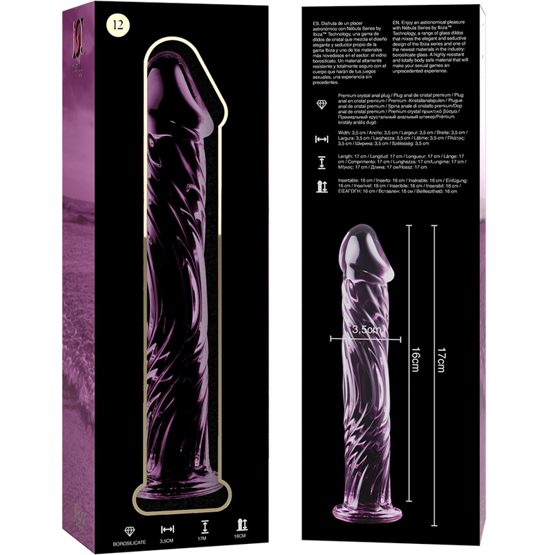 Dildo in cristallo vetro borosilicato 17 cm per esperienze di piacere uniche nebula series by ibiza