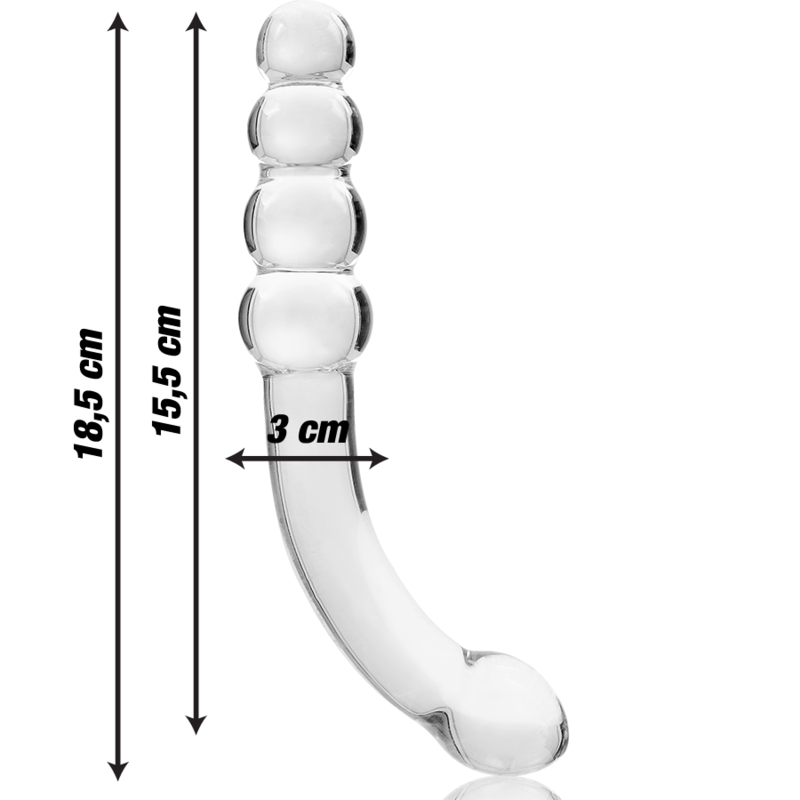 Dildo anale in vetro borosilicato trasparente 18.5 cm design elegante ipoallergenico Nebula Series By Ibiza