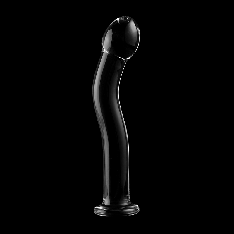 Dildo in cristallo vetro borosilicato trasparente 18.5 cm elegante resistente ipoallergenico con base ampia Nebula Series By Ibiza