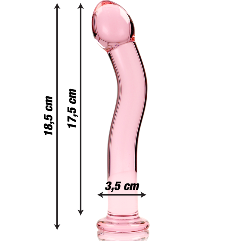 Dildo in cristallo vetro borosilicato trasparente 18.5 cm elegante resistente ipoallergenico con base ampia Nebula Series By Ibiza