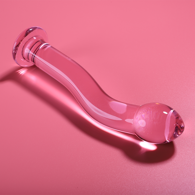 Dildo in cristallo vetro borosilicato trasparente 18.5 cm elegante resistente ipoallergenico con base ampia Nebula Series By Ibiza