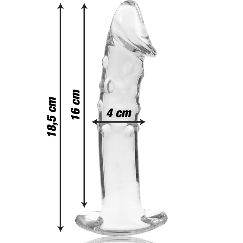 Dildo in cristallo vetro borosilicato trasparente design elegante 18.5 cm ipoallergenico e sicuro Nebula Series by Ibiza