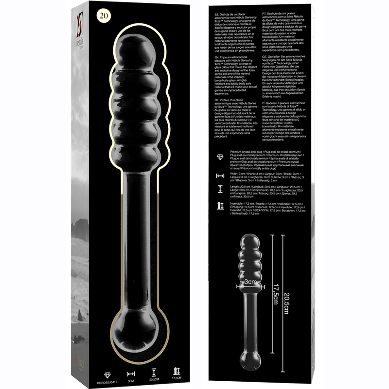 Dildo fallo plug in cristallo vetro borosilicato 20.5 cm Nebula Series By Ibiza