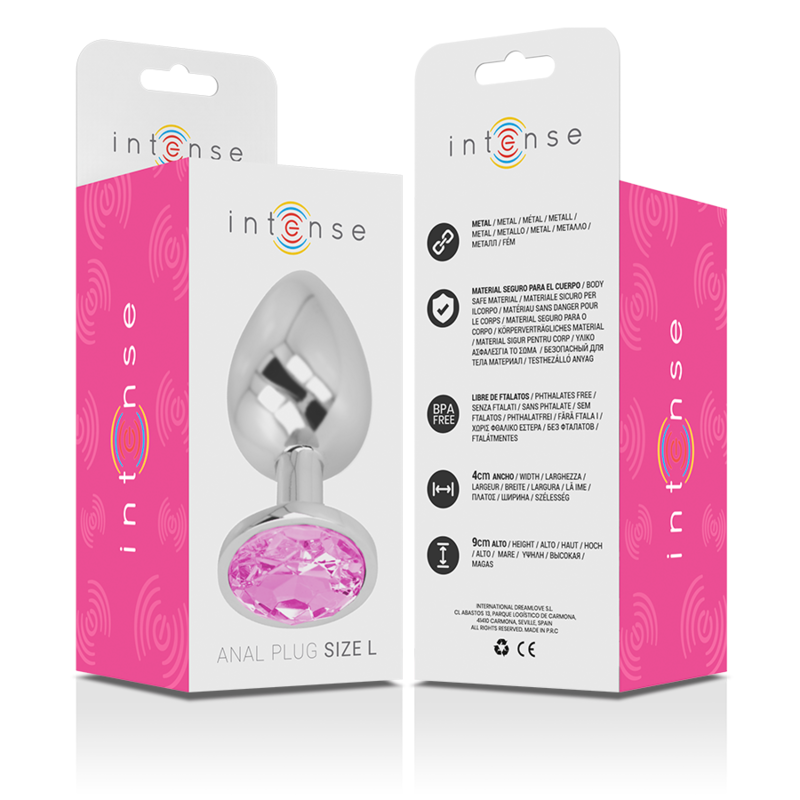 plug anale in metallo diamantato per stimolazione intensa e glamour con gioiello rosa 9 cm Intense anal toys