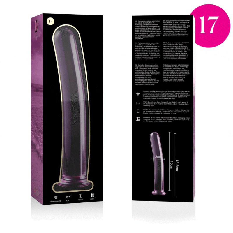 Nebula Series By Ibiza - Model 17 Transparent Borosilicate Glass Dildo 18.5 Cm -O- 3 Cm