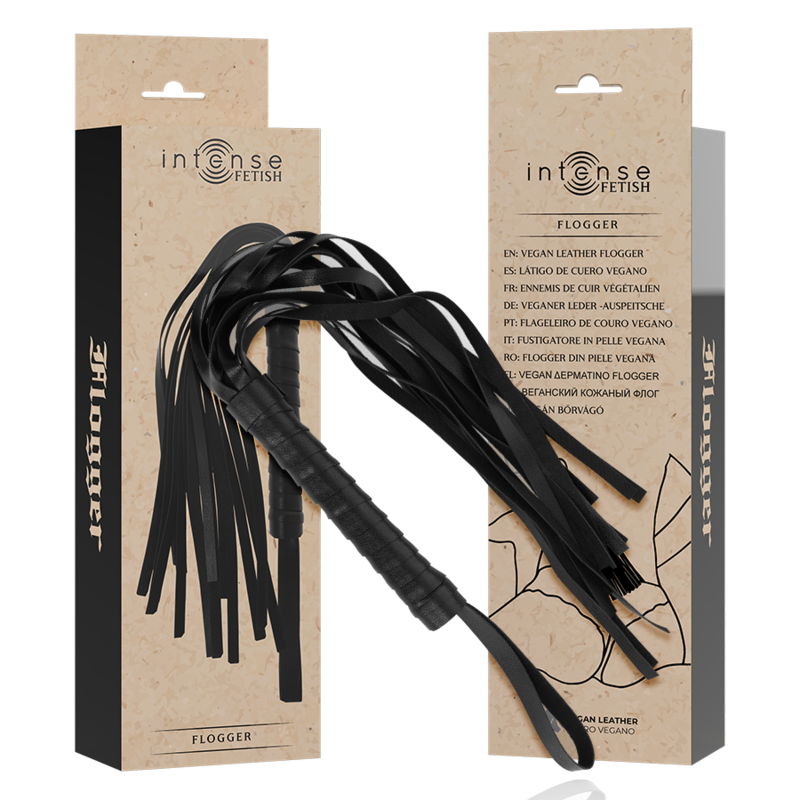 Frustino in pelle vegana con cornidi in pelle a strisce fetish color nero bondage bdsm