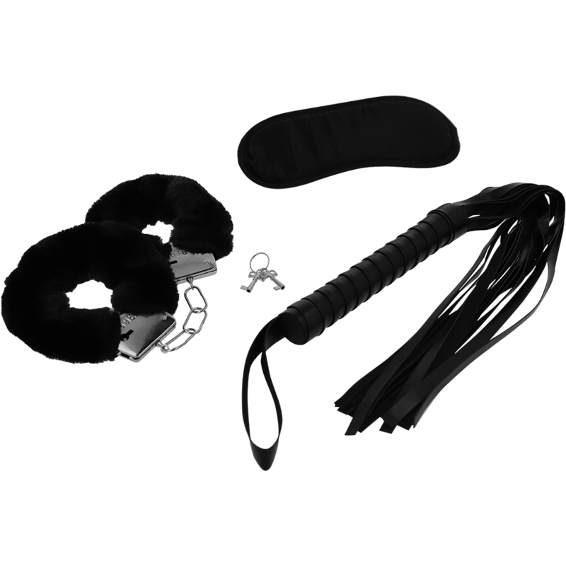 Set bondage con manette maschera frusta in pelle vegana per giochi di sottomissione e piacere Intense Fetish