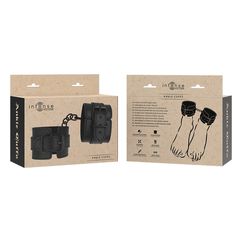 Cavigliera bondage in pelle vegana e neoprene con catenella regolabile Fetish
