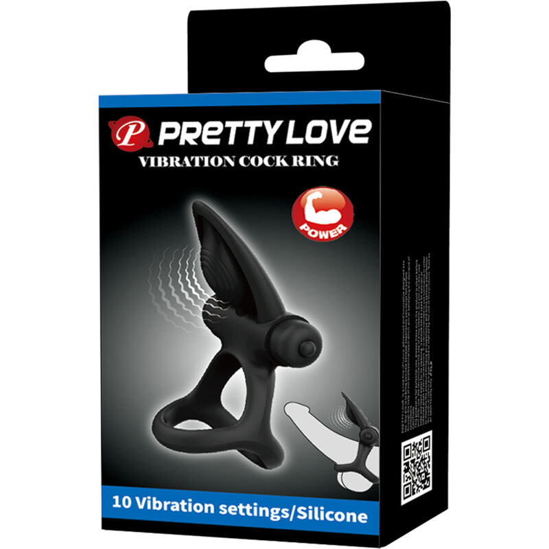 Pretty Love - Anello Vibrante 10 Vibrazioni In Silicone Nero