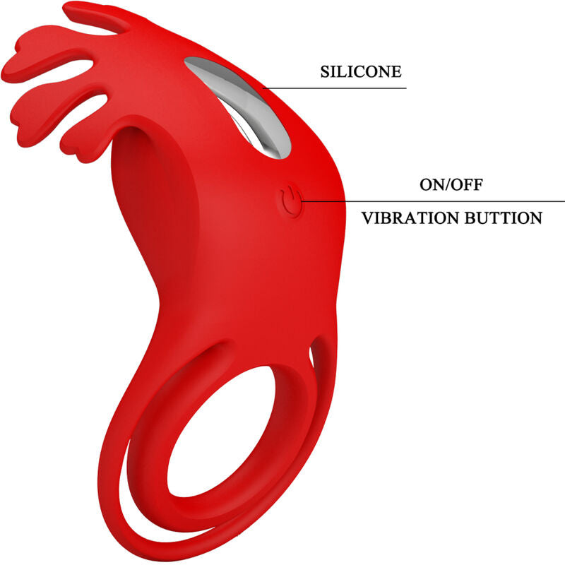 Pretty Love - Ruben Vibrating Ring 7 Vibrations In Red Silicone