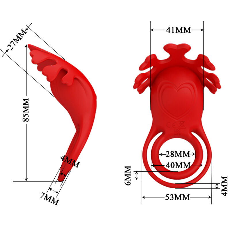 Pretty Love - Ruben Vibrating Ring 7 Vibrations In Red Silicone