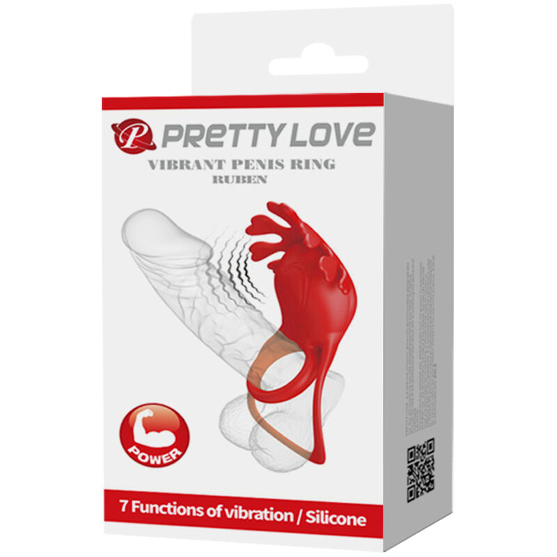 Pretty Love - Ruben Vibrating Ring 7 Vibrations In Red Silicone